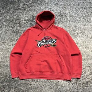 Vintage Cleveland Cavaliers Hoodie Sweatshirt Mens XL Red NBA Logo Y2K 2000s